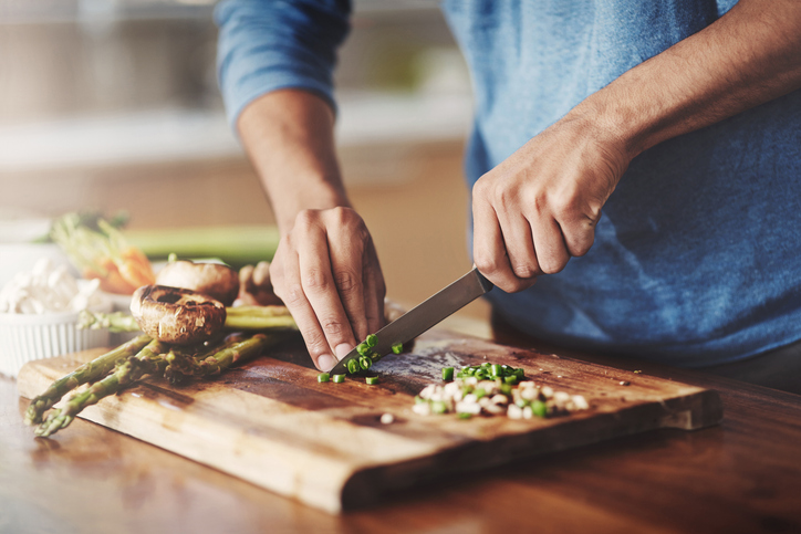 hands prepping food